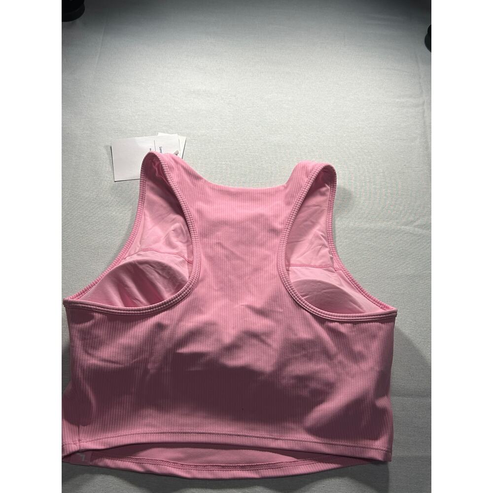 JoyLab Women’s Medium Pink Ribbed Lace Up Cropped Athletic Tank Top NWT - Picture 2 of 5